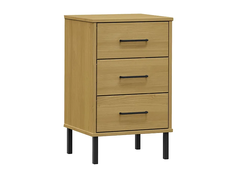 Jeanne-Marie  Table de chevet avec pieds en métal Marron Bois pin massif OSLO