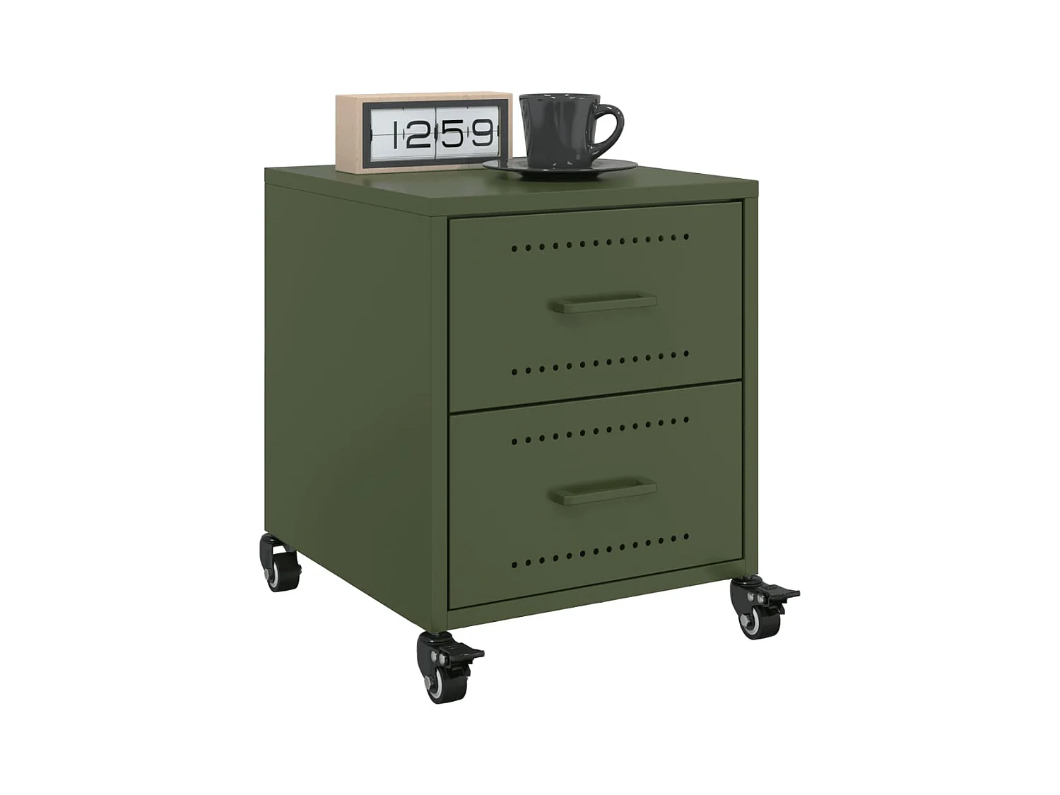 Roanoke  Tables de chevet 2 pcs vert olive 36x39x43,5 cm acier