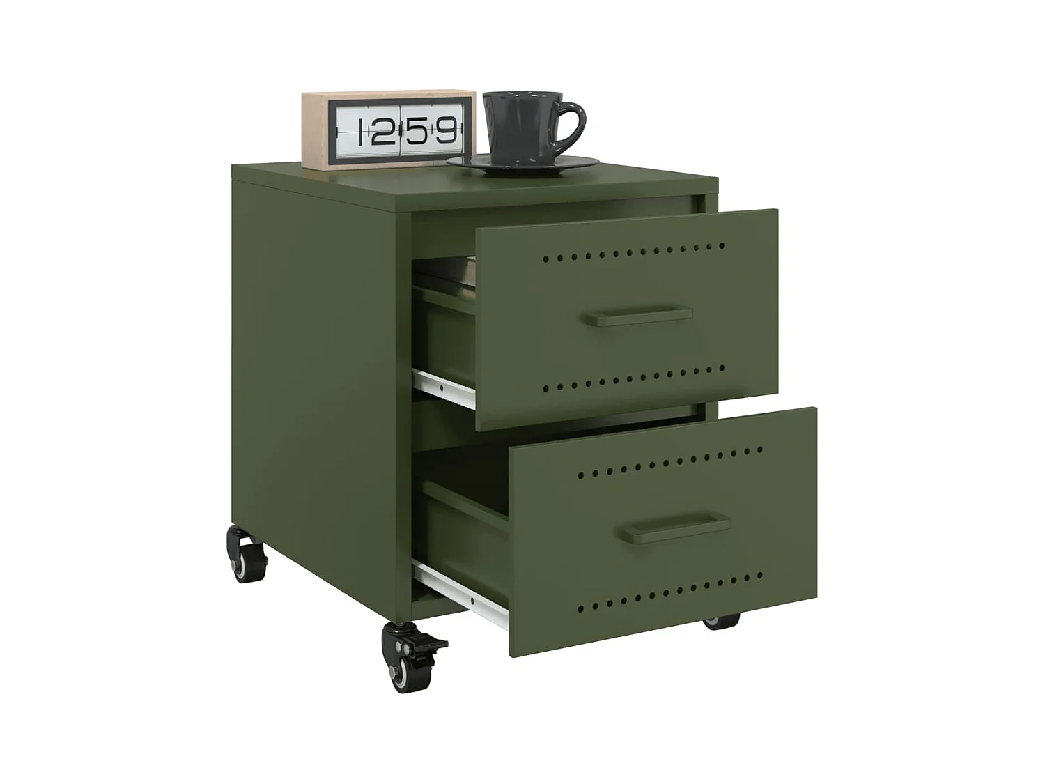 Roanoke  Tables de chevet 2 pcs vert olive 36x39x43,5 cm acier