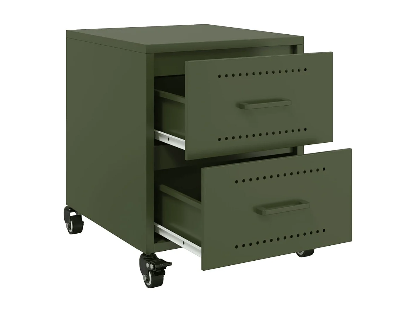 Roanoke  Tables de chevet 2 pcs vert olive 36x39x43,5 cm acier