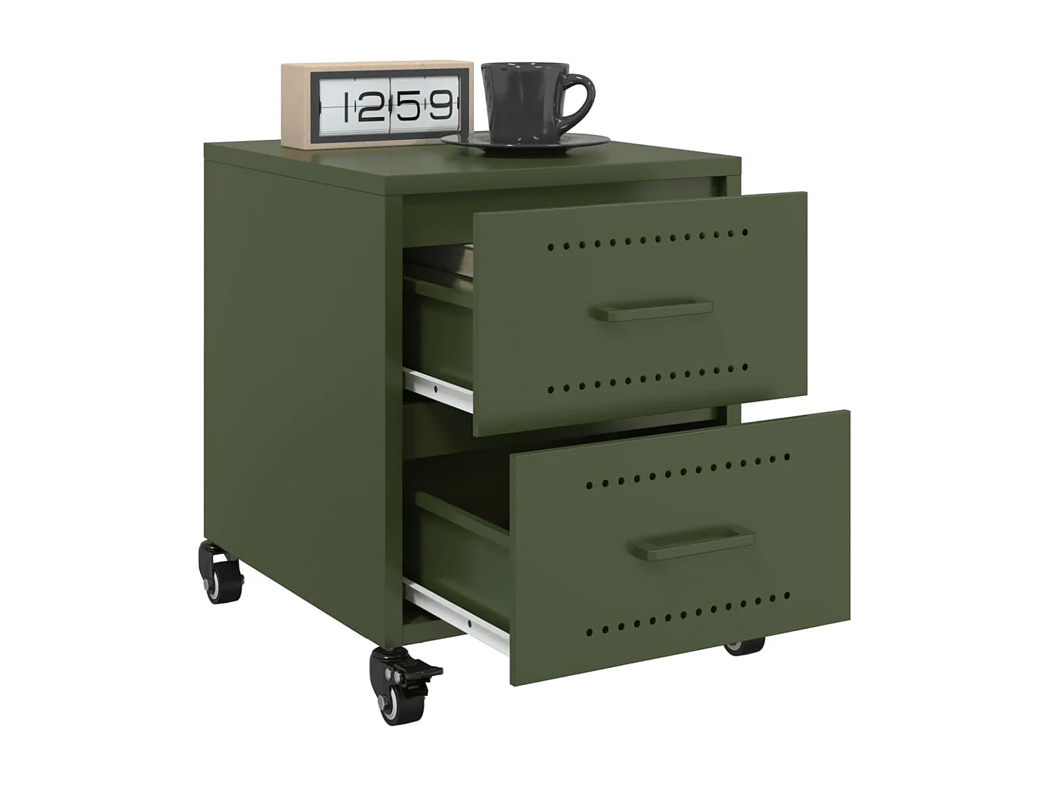 Roanoke  Tables de chevet 2 pcs vert olive 36x39x43,5 cm acier