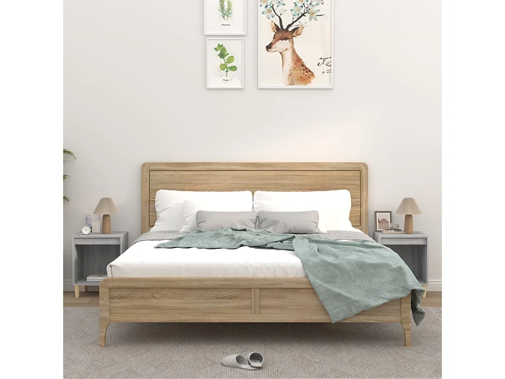 Villeneuve-la-Garenne  Tables de chevet 2 pcs Sonoma gris 40x35x50 cm