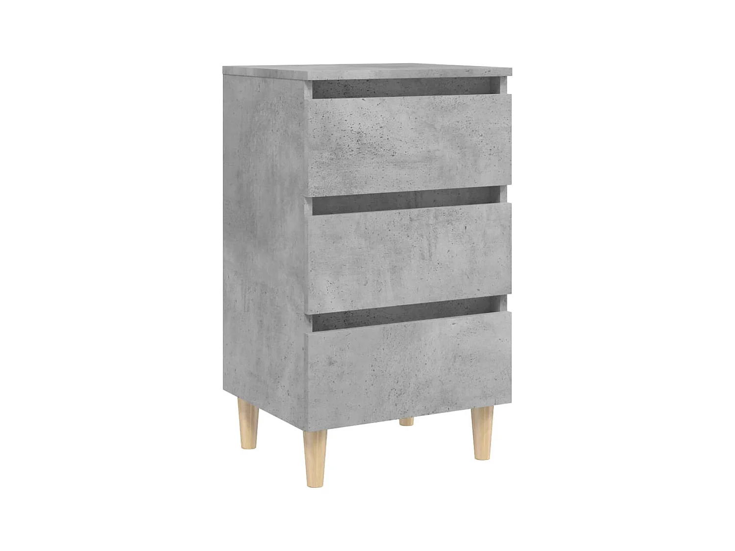 Kendallville  Table de chevet avec pieds en bois solide gris béton 40x35x69cm