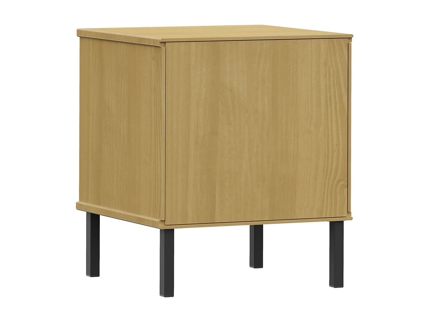 Mjolda  Comodino con Gambe in Metallo Marrone Legno Massello Pino OSLO