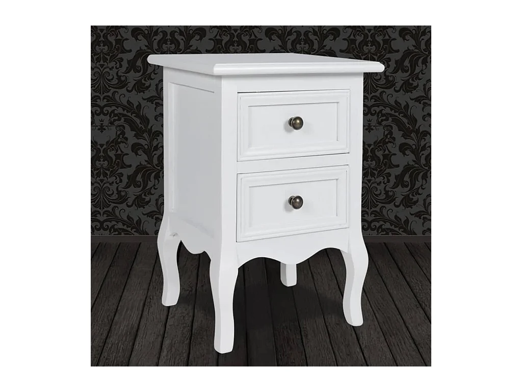Jack Walter  Table de chevet avec 2 tiroirs MDF Blanc