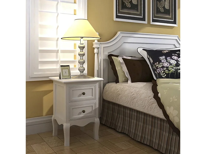 Jack Walter  Table de chevet avec 2 tiroirs MDF Blanc