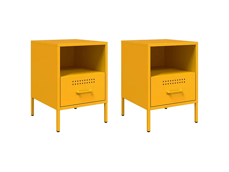 Sundby  Tables de chevet 2 pcs jaune moutarde 36x39x50,5 cm acier