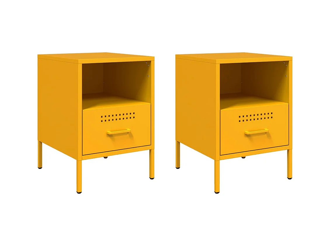 Sundby  Tables de chevet 2 pcs jaune moutarde 36x39x50,5 cm acier