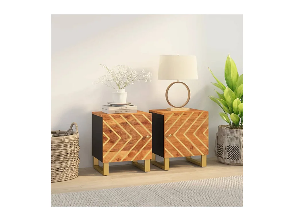 Jean-Claude-François  Tables de chevet 2 pcs marron et noir bois de manguier solide