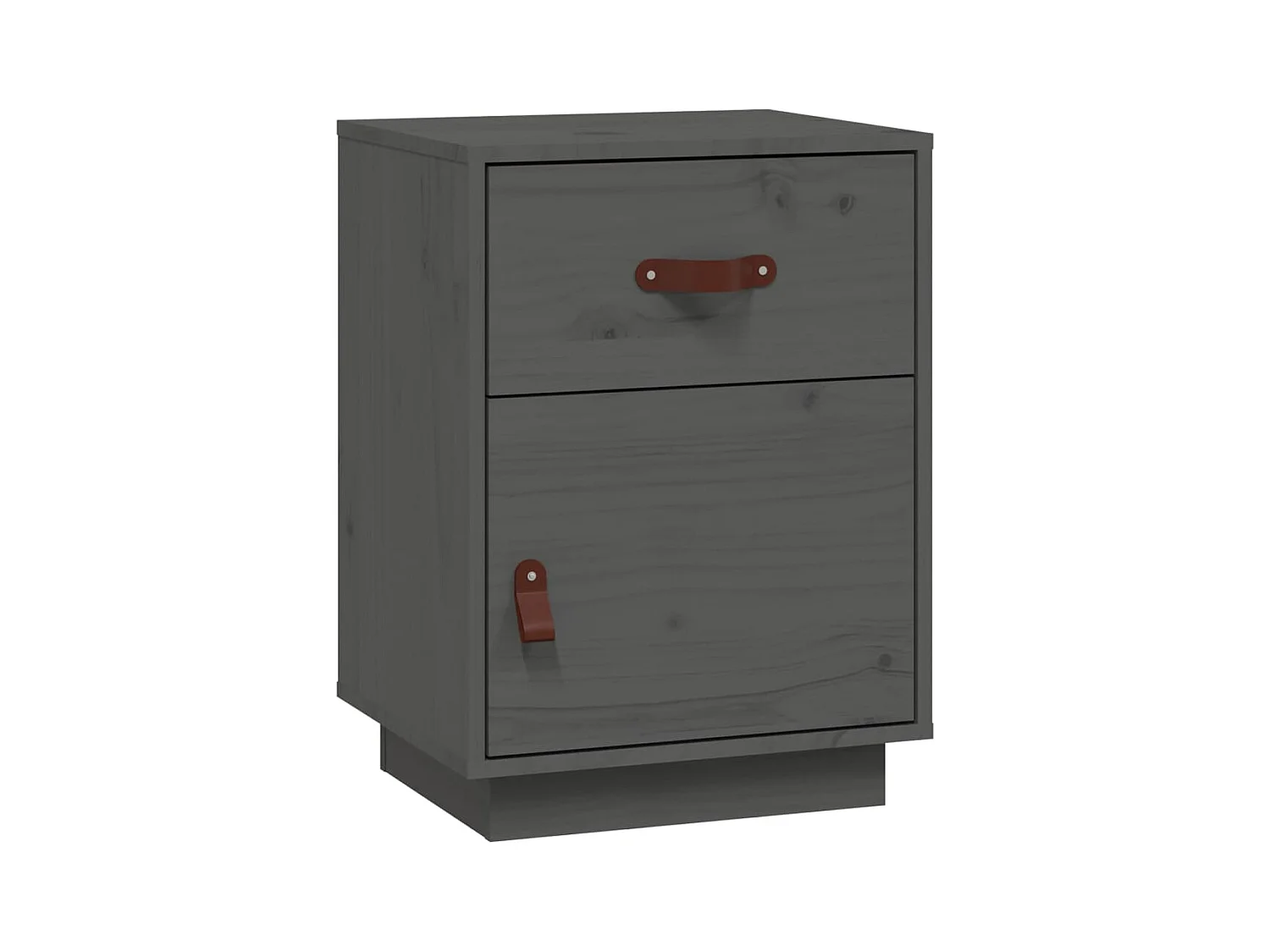 Yaldir  Comodino Grigio 40x34x55 cm in Legno Massello di Pino