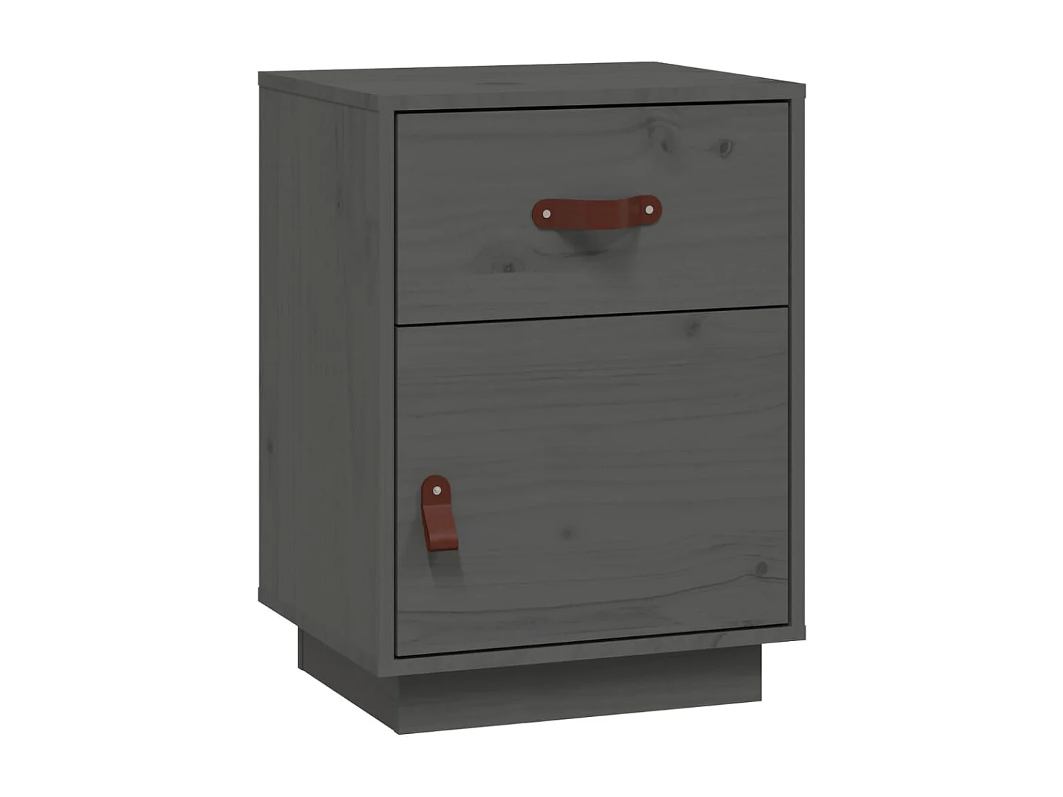 Yaldir  Comodino Grigio 40x34x55 cm in Legno Massello di Pino