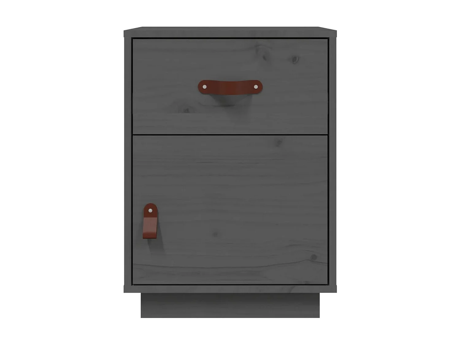 Yaldir  Comodino Grigio 40x34x55 cm in Legno Massello di Pino