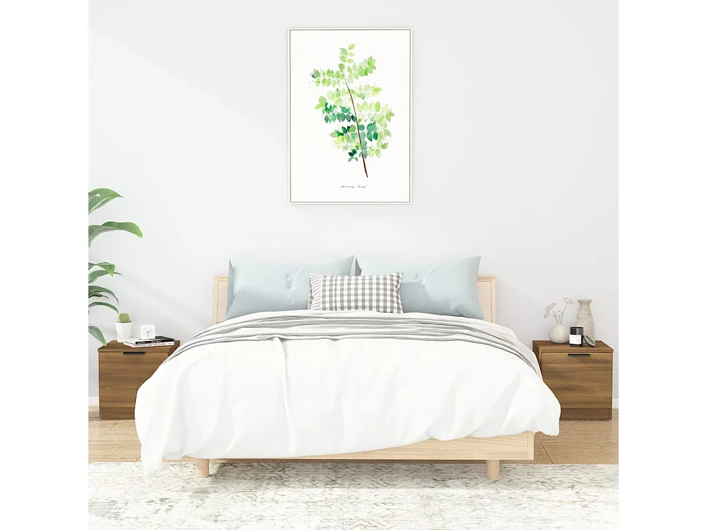 Pekela  Nachttische 2 Stk. Braun Eichen-Optik 40x39x40 cm