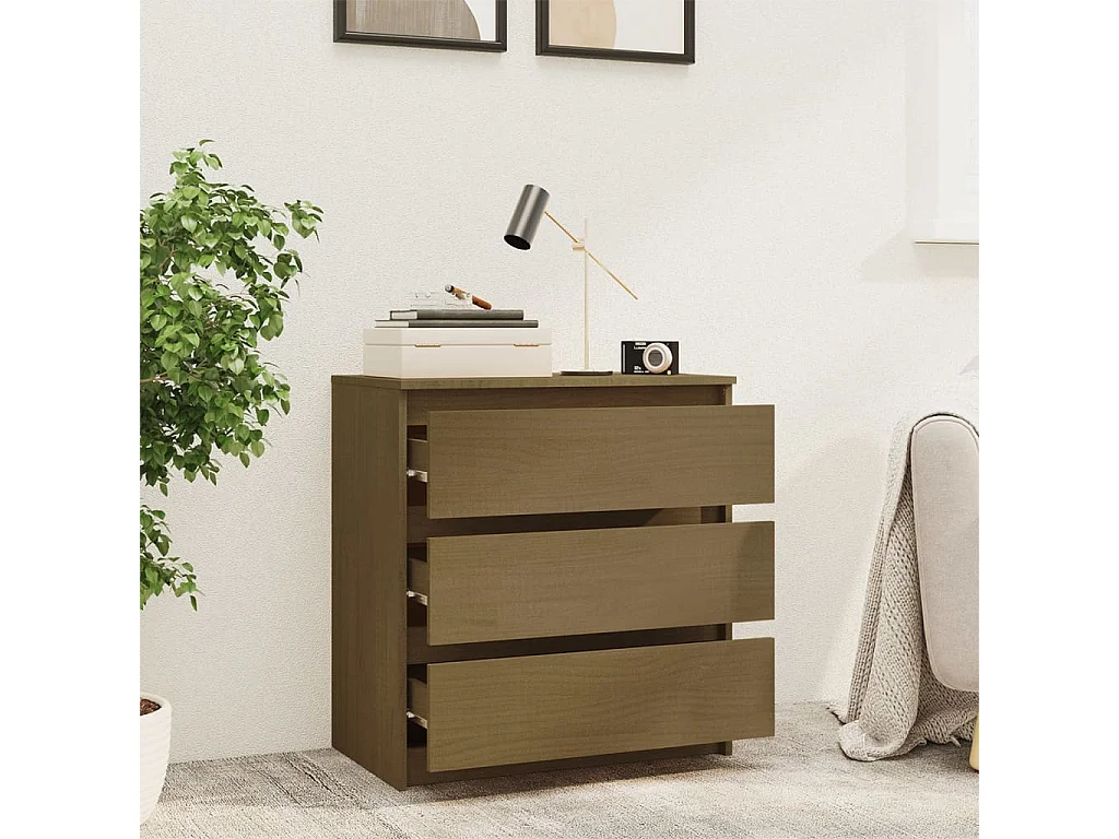 Bryna  Table de chevet Marron miel 60x36x64 cm Bois de pin massif