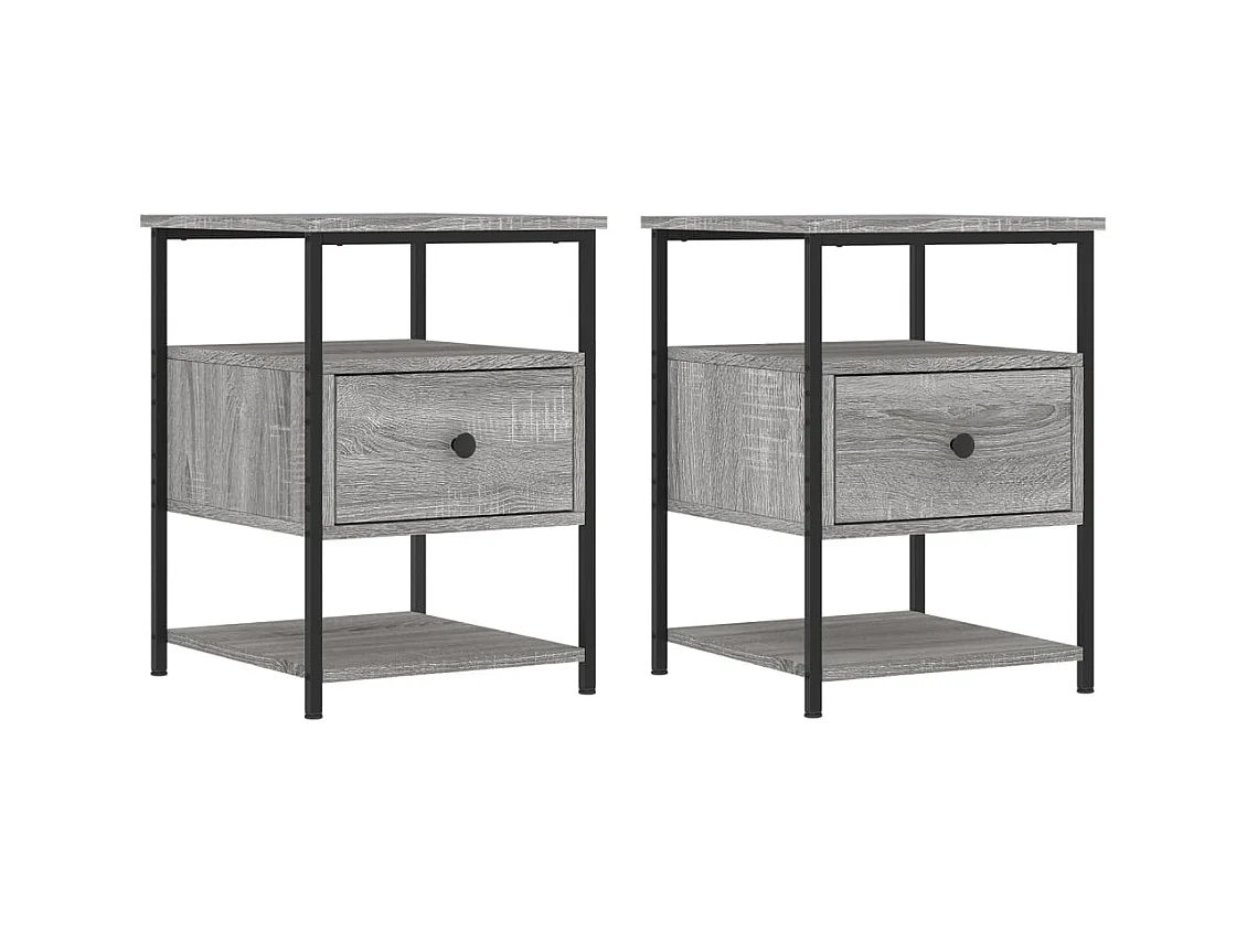 Lysli  Tables de chevet 2 pcs sonoma gris 40x42x56cm bois d'ingénierie