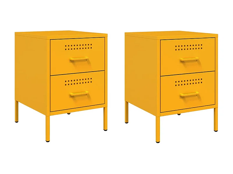 Lucille  Tables de chevet 2 pcs jaune moutarde 36x39x50,5 cm acier