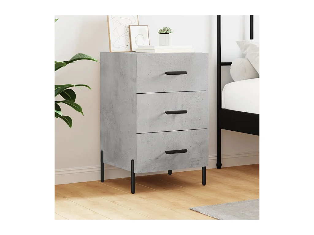 Linne  Table de chevet gris béton 40x40x66 cm bois d'ingénierie