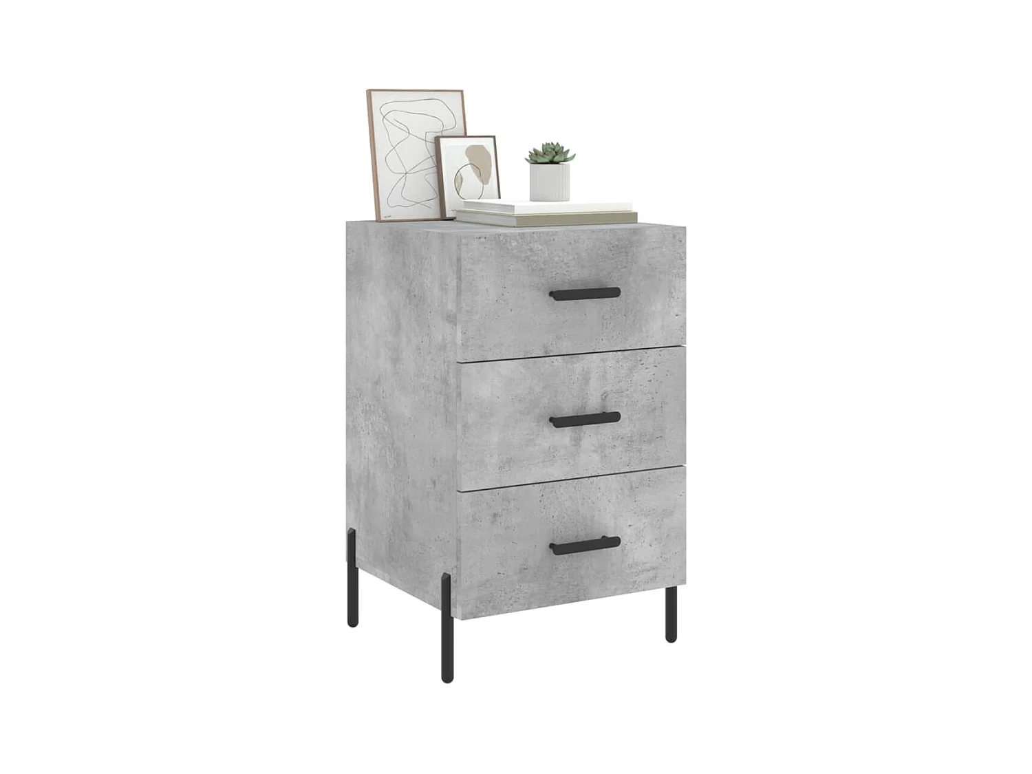 Linne  Table de chevet gris béton 40x40x66 cm bois d'ingénierie