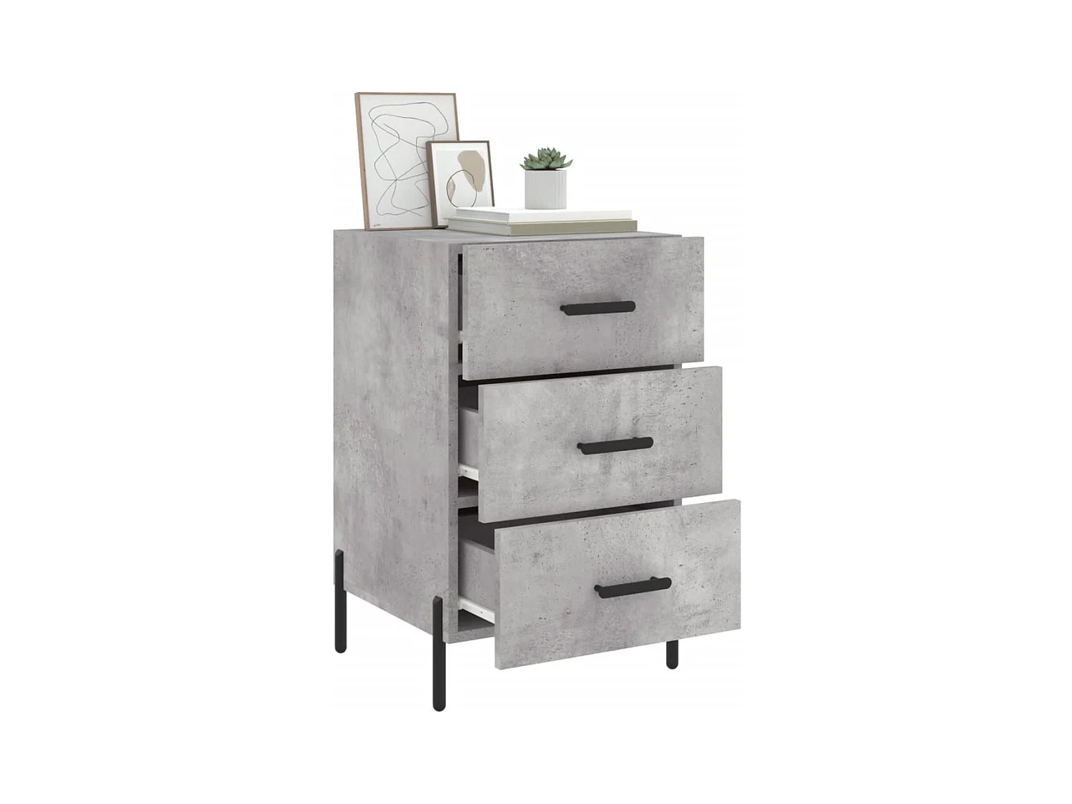 Linne  Table de chevet gris béton 40x40x66 cm bois d'ingénierie