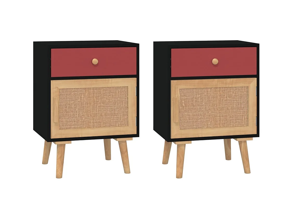 Yrthor  Tables de chevet 2 pcs noir 40x30x55 cm bois d'ingénierie