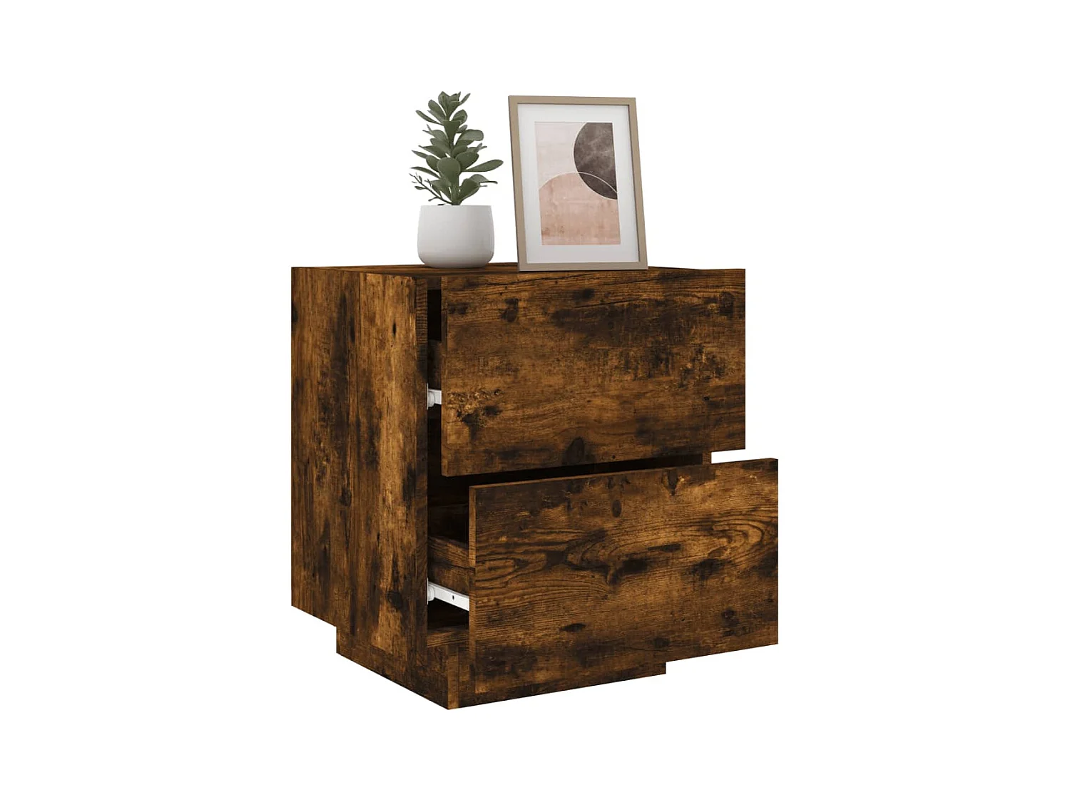 Marit Elise  Armoire de chevet et lumières LED chêne fumé bois d'ingénierie