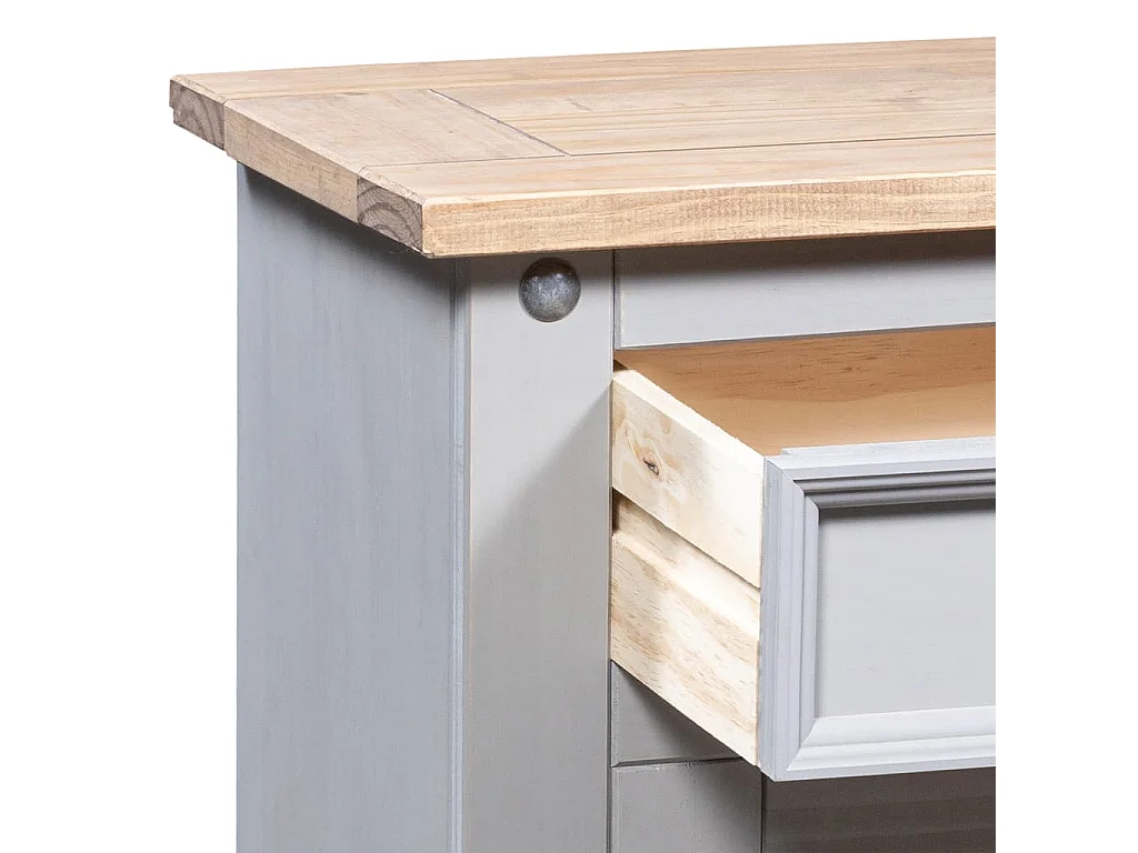 Grindir  Comodino in Legno di Pino Messicano Corona Grigio 53x39x67 cm