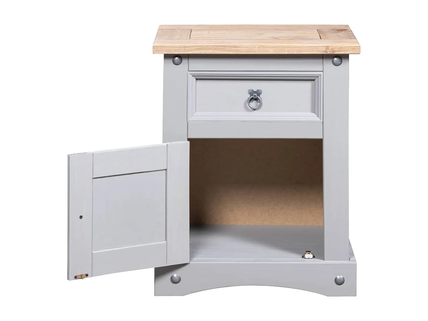 Grindir  Table de chevet Gamme Corona pin mexicain Gris 53x39x67 cm