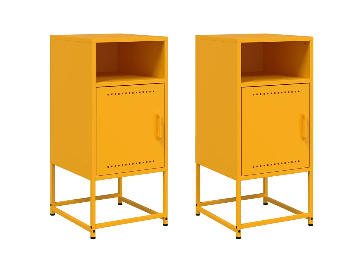 Jacek  Tables de chevet 2 pcs jaune moutarde 36x39x78 cm acier