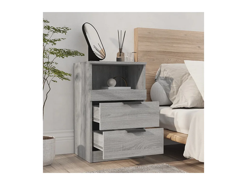 Damien  Table de chevet Sonoma gris Bois d'ingénierie