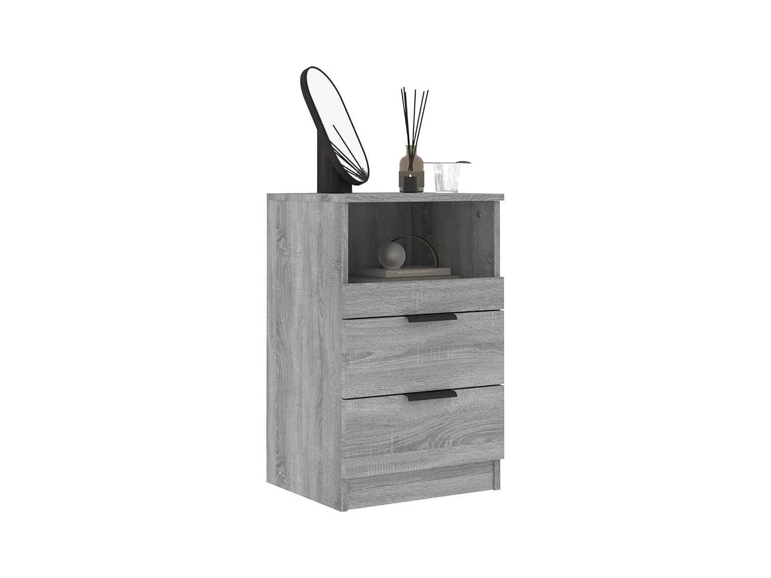 Damien  Table de chevet Sonoma gris Bois d'ingénierie