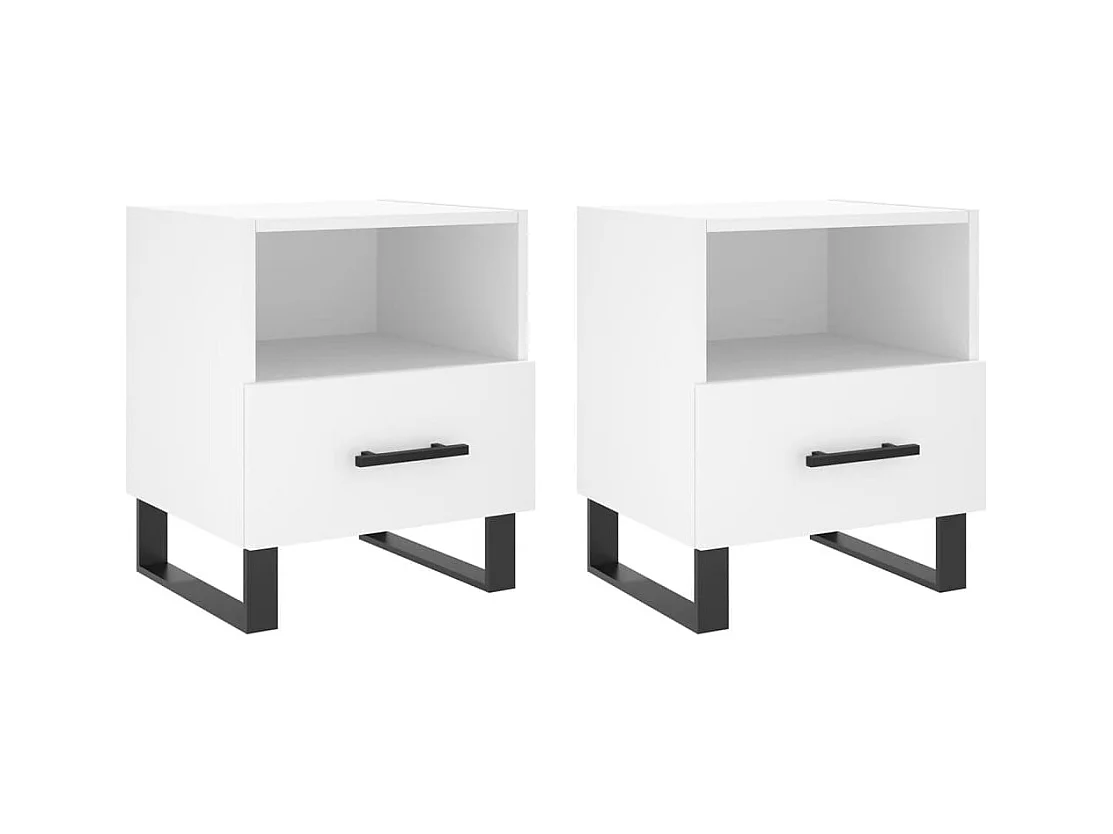 Bruni  Tables de chevet 2 pcs blanc 40x35x47,5 cm bois d’ingénierie