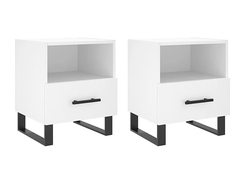 Bruni  Tables de chevet 2 pcs blanc 40x35x47,5 cm bois d’ingénierie