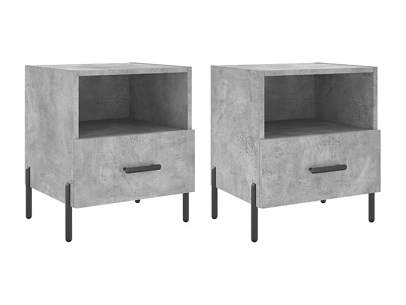 Gilda  Tables de chevet 2pcs gris béton 40x35x47,5cm bois d’ingénierie