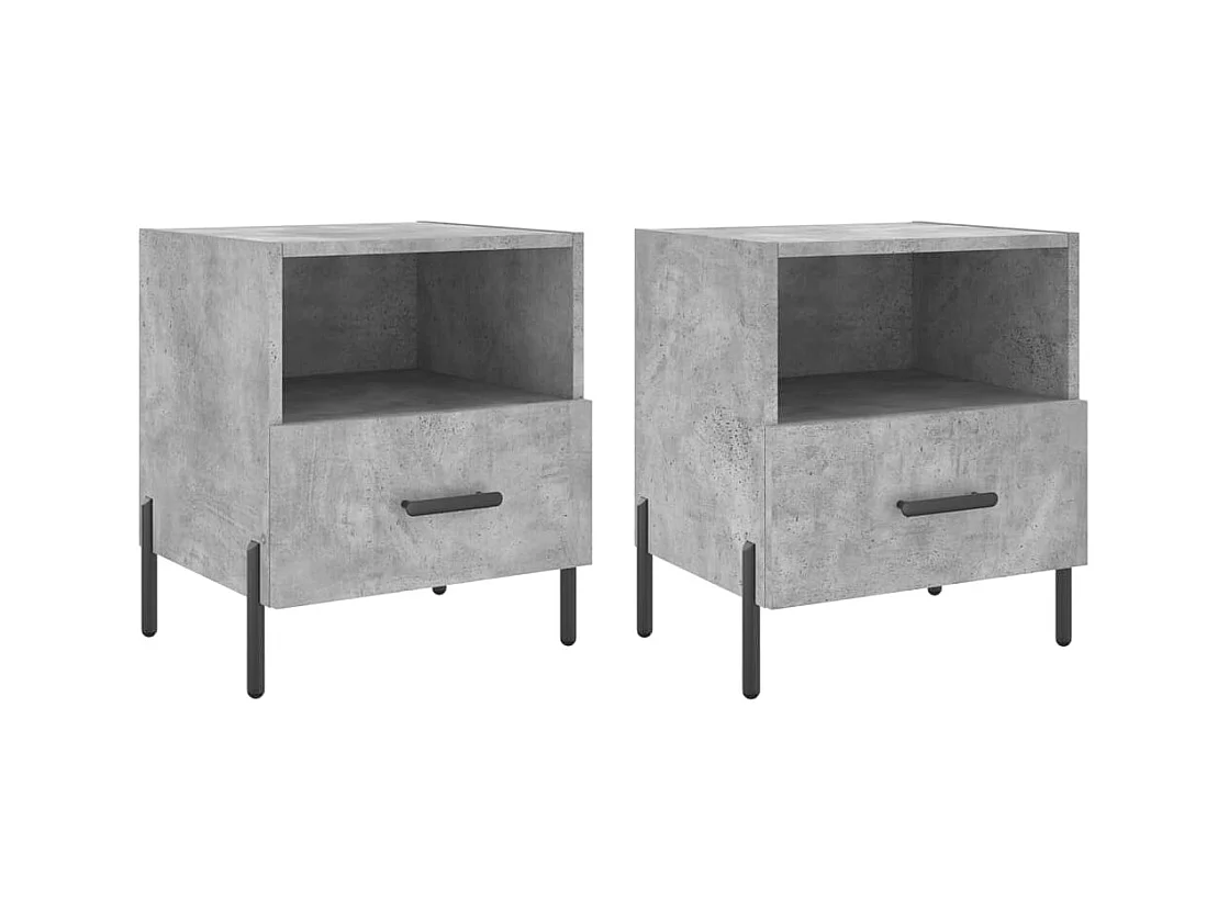 Gilda  Comodini 2 pz Grigio Cemento 40x35x47,5 cm in Legno Multistrato
