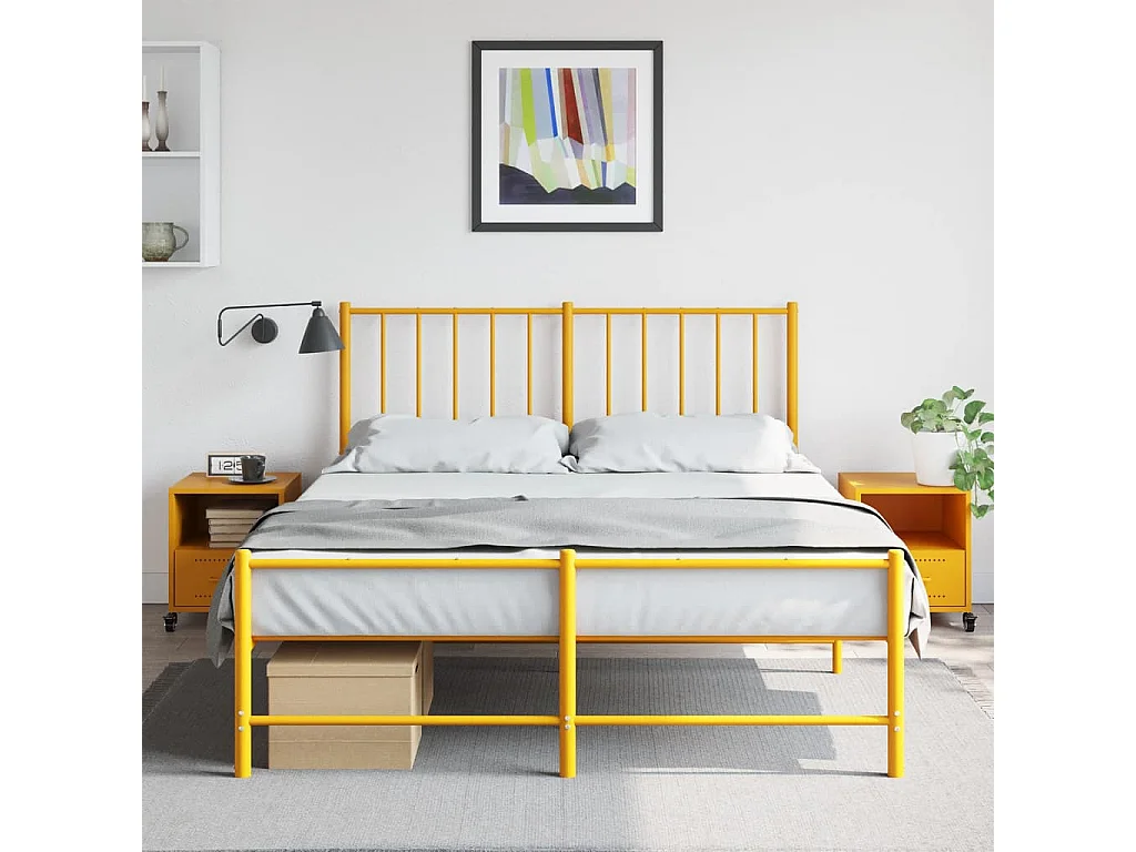 Evalara  Tables de chevet 2 pcs jaune moutarde 36x39x43,5 cm acier