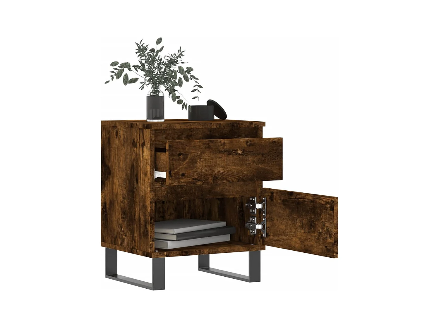 Rinald  Table de chevet chêne fumé 40x35x50 cm bois d’ingénierie