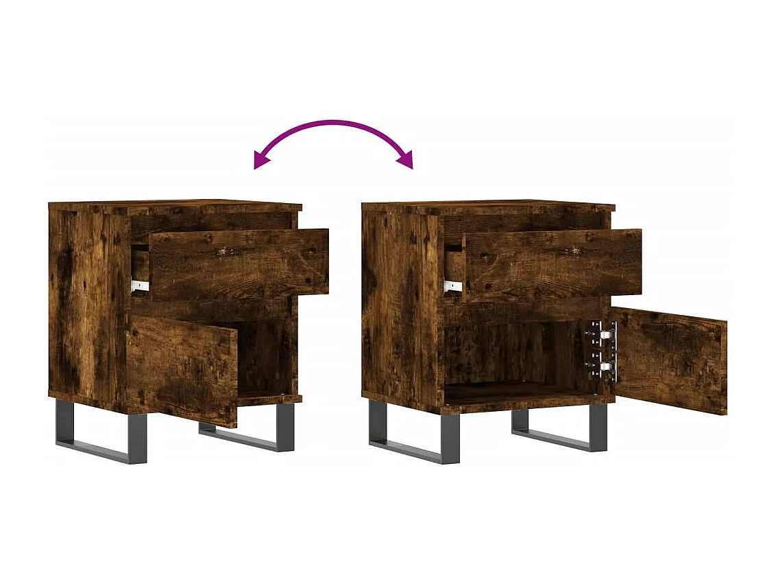 Rinald  Table de chevet chêne fumé 40x35x50 cm bois d’ingénierie