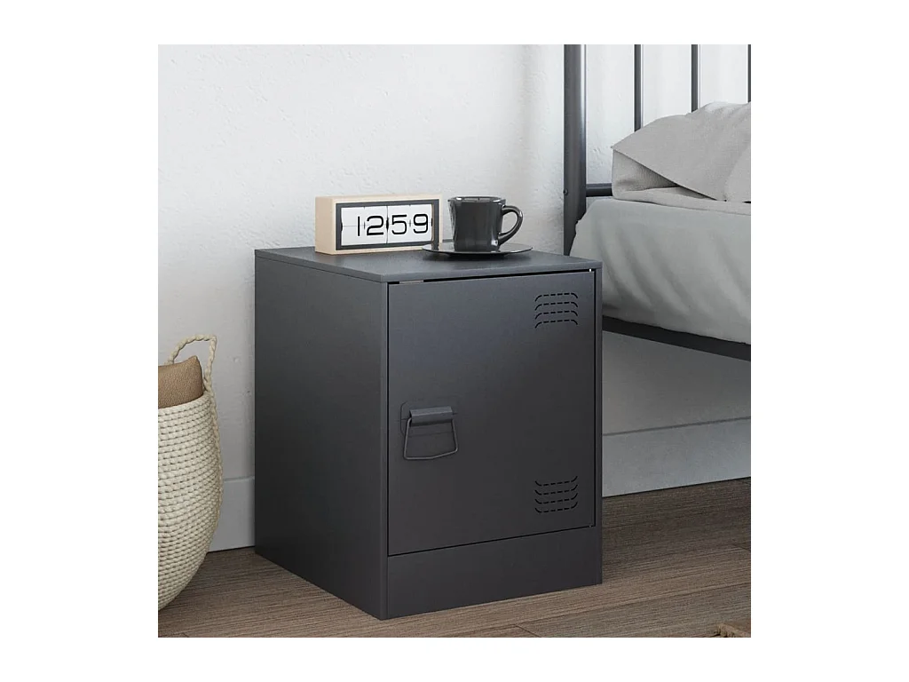 Dewy  Table de chevet anthracite 34,5x39x44 cm acier