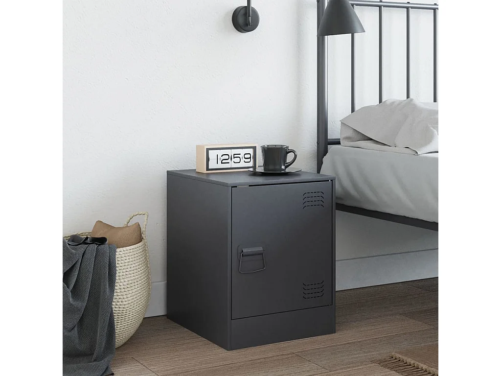 Dewy  Comodino Antracite 34,5x39x44 cm in Acciaio