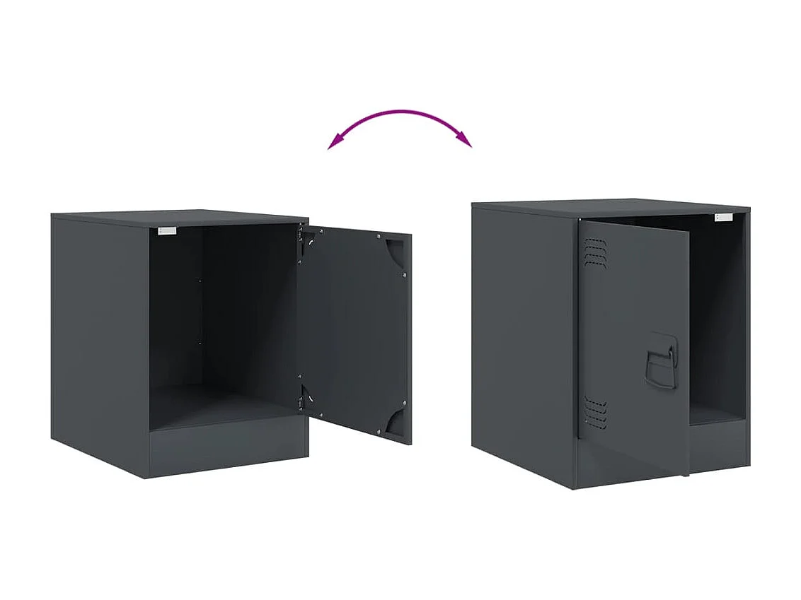 Dewy  Comodino Antracite 34,5x39x44 cm in Acciaio