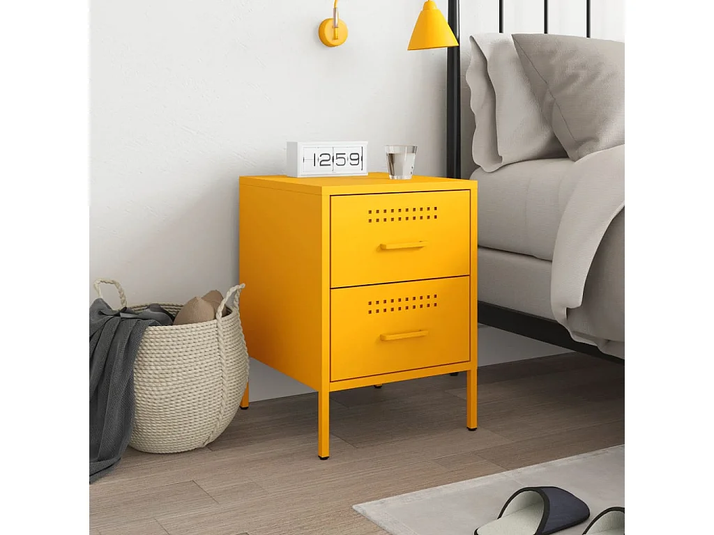 Lucille  Table de chevet jaune moutarde 36x39x50,5 cm acier