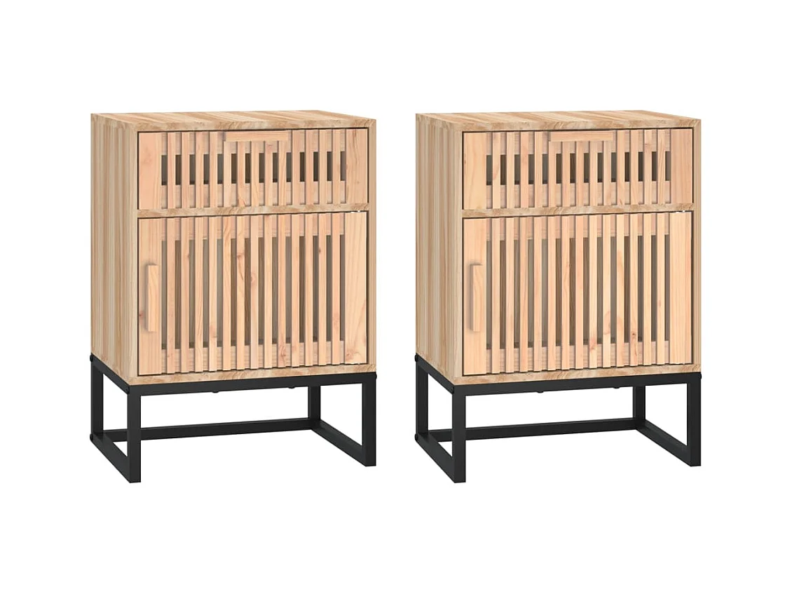 Karla  Tables de chevet 2 pcs 40x30x55,5 cm bois ingénierie et fer