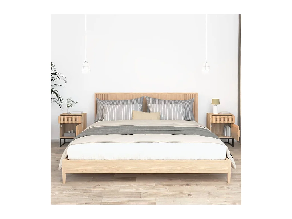 Karla  Tables de chevet 2 pcs 40x30x55,5 cm bois ingénierie et fer