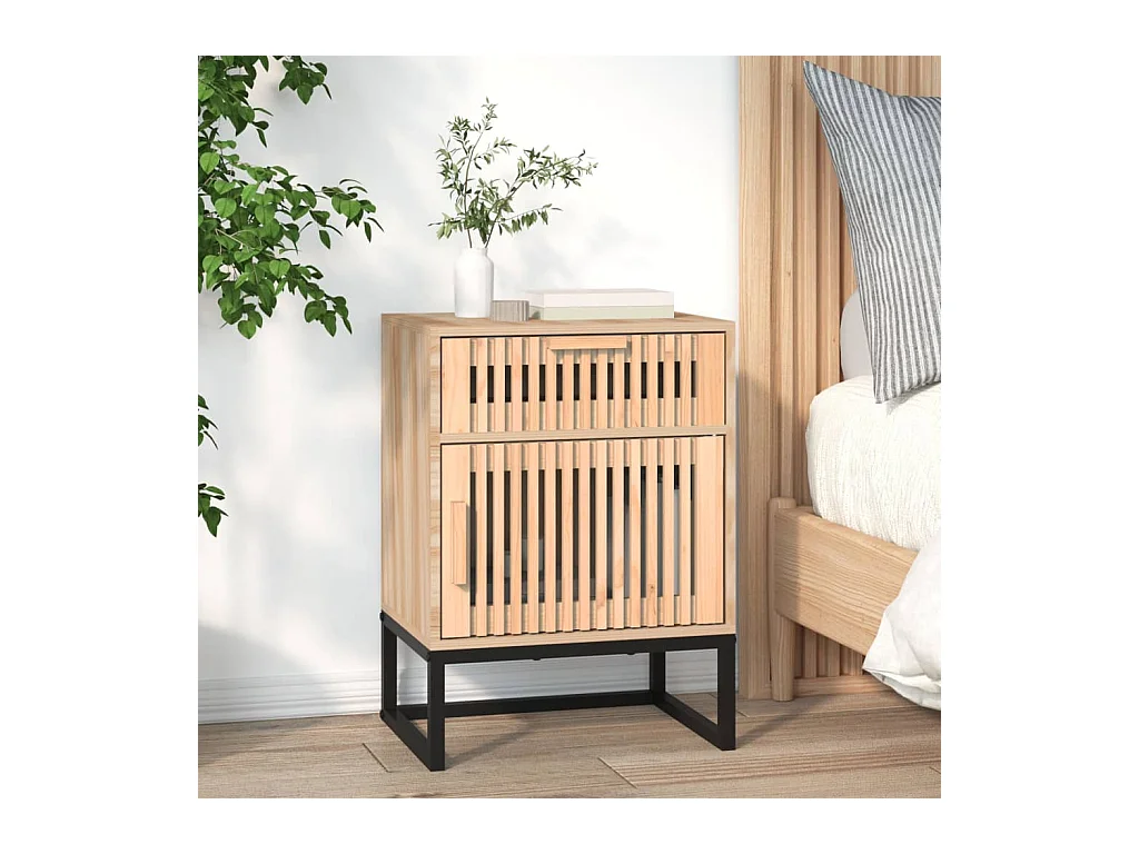 Karla  Tables de chevet 2 pcs 40x30x55,5 cm bois ingénierie et fer