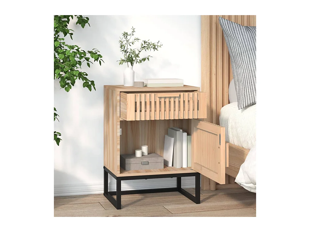 Karla  Tables de chevet 2 pcs 40x30x55,5 cm bois ingénierie et fer