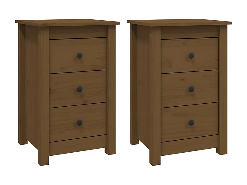 Cynor  Tables de chevet 2 pcs Marron miel 40x35x61,5 cm Pin solide