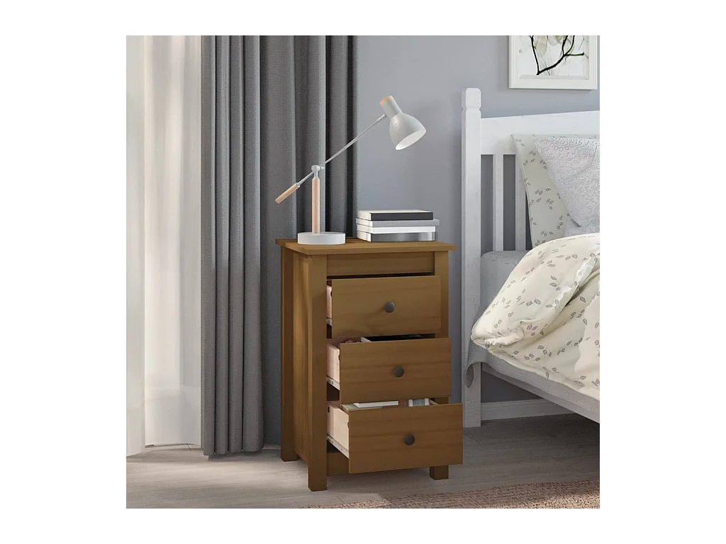 Cynor  Tables de chevet 2 pcs Marron miel 40x35x61,5 cm Pin solide
