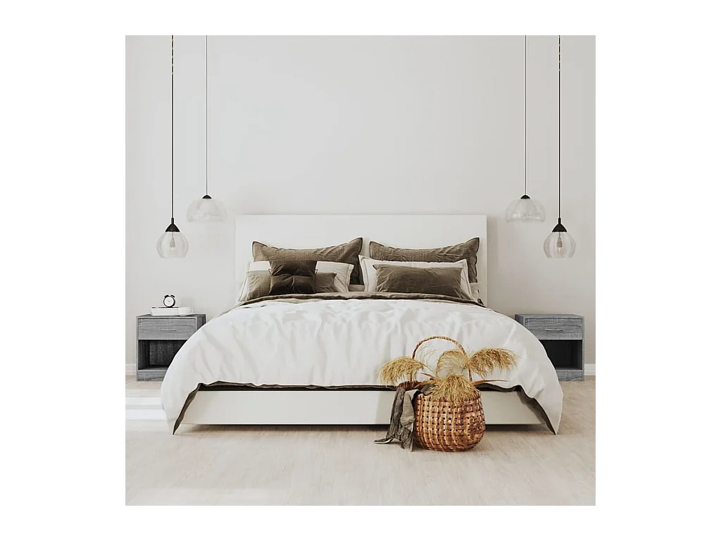 Gralina  Tables de chevet 2 pcs avec tiroir Sonoma gris