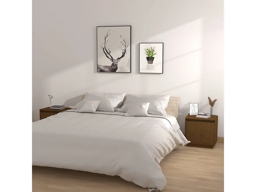 Henk  Tables de chevet 2pcs Marron miel 40x30x40cm Bois de pin solide