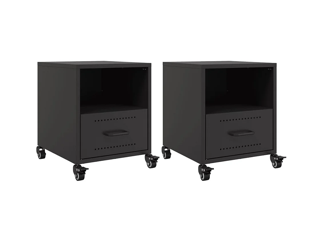 Evalara  Tables de chevet 2 pcs noir 36x39x43,5 cm acier